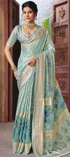 Blue color Saree in Silk fabric with Weaving work
