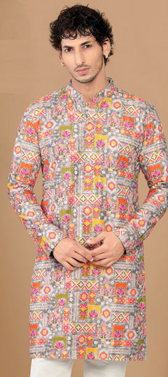 Multicolor color Kurta in Cotton fabric with Embroidered, Sequence, Thread work