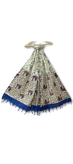 Beige and Brown color Dupatta in Cotton fabric with Printed work