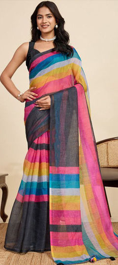 Multicolor color Saree in Cotton fabric with Digital Print work