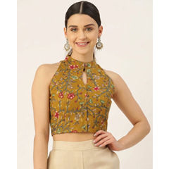 Yellow color Blouse in Cotton fabric with Printed work