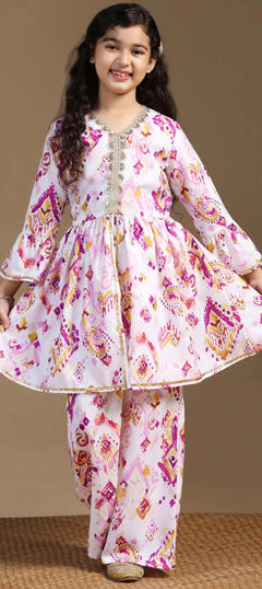 Multicolor color Kids Salwar in Cotton fabric with Printed work