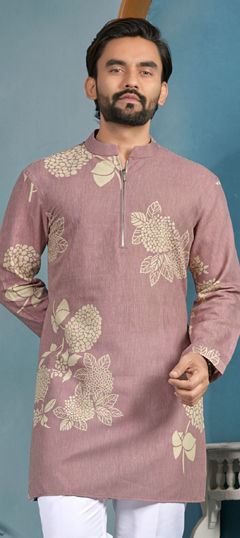 Pink and Majenta color Kurta in Cotton fabric with Printed work