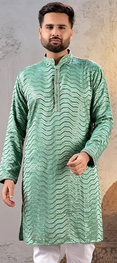 Green color Kurta in Georgette fabric with Sequence work