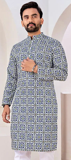 Blue color Kurta in Rayon fabric with Printed work