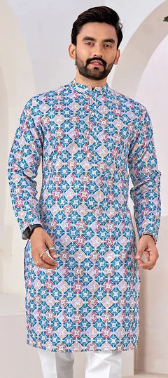 Blue color Kurta in Rayon fabric with Printed work