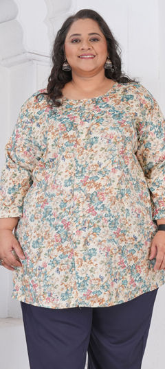 White and Off White color Kurti in Rayon fabric with Printed work