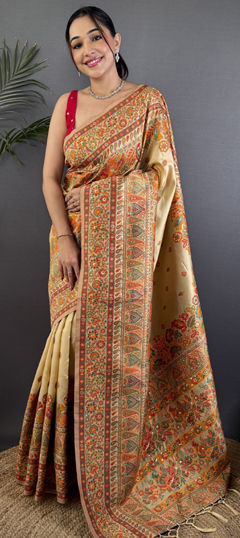 Multicolor color Saree in Pashmina fabric with Weaving work