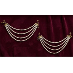 Gold Rodium Polish White and Off White color Earrings in Metal Alloy studded with Austrian diamond