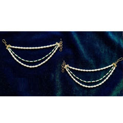 Gold Rodium Polish White and Off White color Earrings in Metal Alloy studded with Austrian diamond
