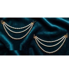 Gold Rodium Polish White and Off White color Earrings in Metal Alloy studded with Austrian diamond