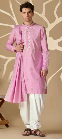 Pink and Majenta color Dhoti Kurta in Viscose fabric with Embroidered, Sequence work