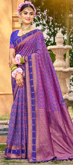Purple and Violet color Saree in Silk fabric with Weaving, Zari work