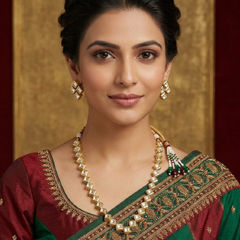 Gold Rodium Polish White and Off White color Necklace in Metal Alloy studded with Kundan