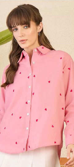 Pink and Majenta color Tops and Shirts in Rayon fabric with Printed work