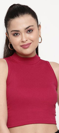 Red and Maroon color Tops and Shirts in Lycra fabric with Thread work