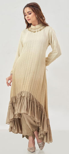 White and Off White color Salwar Kameez in Georgette fabric with Thread work