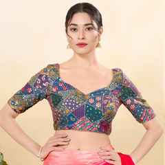 Blue color Blouse in Art Silk fabric with Embroidered, Sequence work