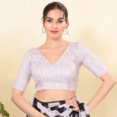 White and Off White color Blouse in Art Silk fabric with Embroidered work