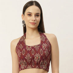 Red and Maroon color Blouse in Cotton fabric with Printed work
