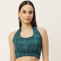 Green color Blouse in Cotton fabric with Bandhej, Printed work