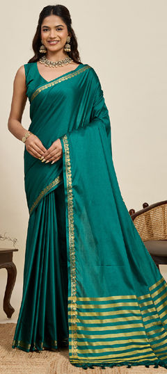 Green color Saree in Art Silk fabric with Weaving, Zari work