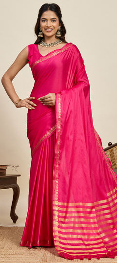 Pink and Majenta color Saree in Art Silk fabric with Weaving, Zari work