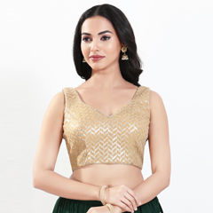 Gold color Blouse in Silk fabric with Embroidered, Sequence work