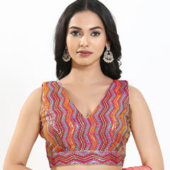 Multicolor color Blouse in Silk fabric with Embroidered, Sequence work