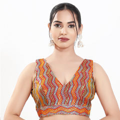 Multicolor color Blouse in Silk fabric with Embroidered, Sequence work