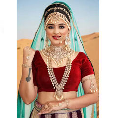 Gold Rodium Polish White and Off White color Bridal Jewelry in Metal Alloy studded with Kundan