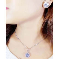 Silver Rodium Polish White and Off White color Pendant in Metal Alloy studded with Austrian diamond