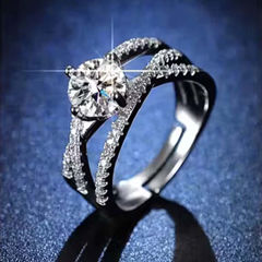 Silver Rodium Polish White and Off White color Ring in Metal Alloy studded with Austrian diamond