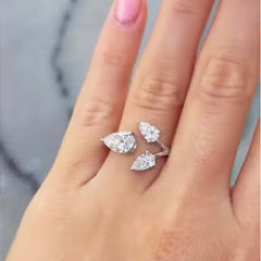 Silver Rodium Polish White and Off White color Ring in Metal Alloy studded with Austrian diamond