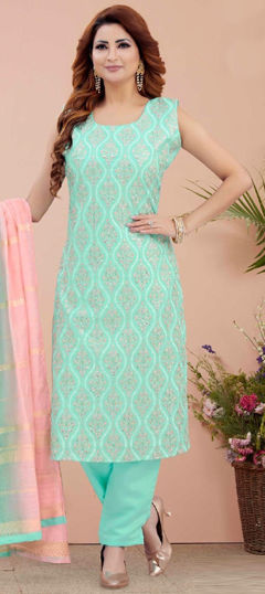 Blue color Salwar Kameez in Silk fabric with Embroidered, Sequence, Thread work