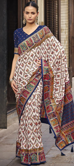 Multicolor color Saree in Silk fabric with Printed work