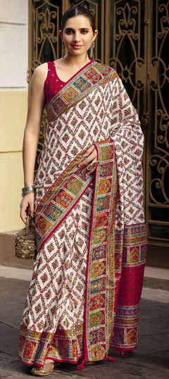 Multicolor color Saree in Silk fabric with Printed work