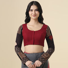 Red and Maroon color Blouse in Cotton fabric with Printed work