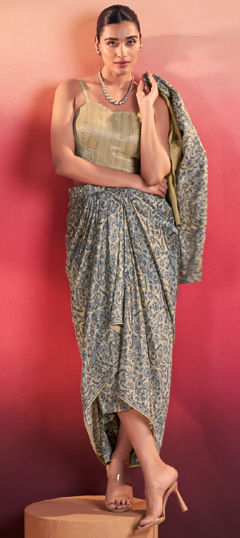 Multicolor color Salwar Kameez in Tussar Silk fabric with Printed work
