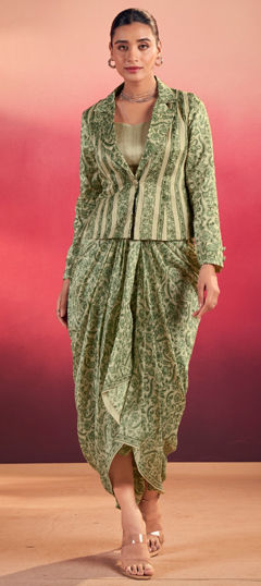 Multicolor color Salwar Kameez in Tussar Silk fabric with Printed work