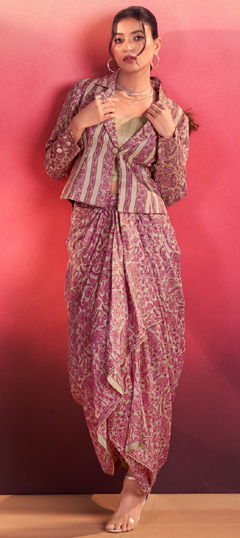 Multicolor color Salwar Kameez in Tussar Silk fabric with Printed work