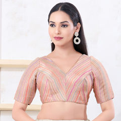 Pink and Majenta color Blouse in Jacquard fabric with Zari work