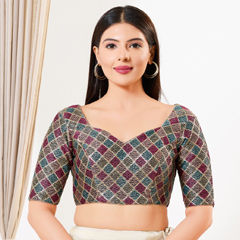 Black and Grey color Blouse in Net fabric with Sequence work