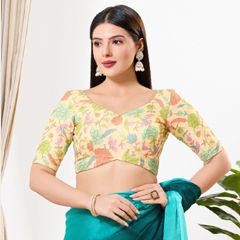 Yellow color Blouse in Silk fabric with Sequence work