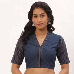 Blue color Blouse in Cotton fabric with Printed work