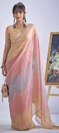 Multicolor color Saree in Silk fabric with Zircon work