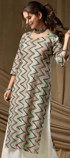 Multicolor color Kurti in Cotton fabric with Digital Print work