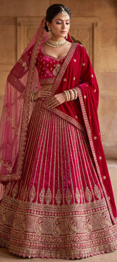 Pink and Majenta color Lehenga in Silk fabric with Embroidered, Sequence work