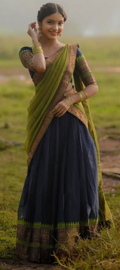 Blue color Lehenga in Kanjeevaram Silk fabric with Weaving, Zari work