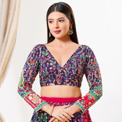 Purple and Violet color Blouse in Silk fabric with Embroidered, Sequence work